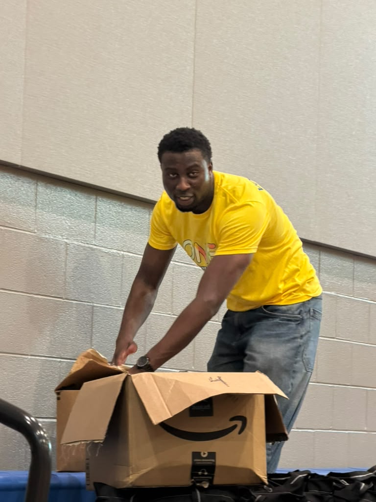Volunteers at a community baby shower