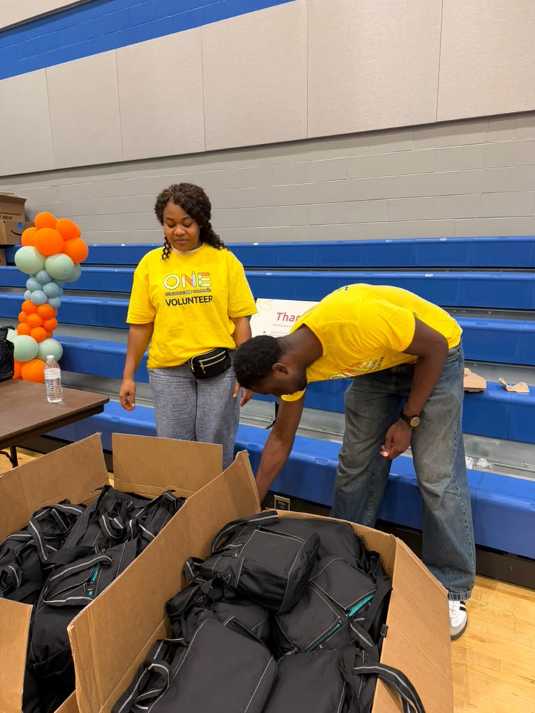 Volunteers at a community baby shower