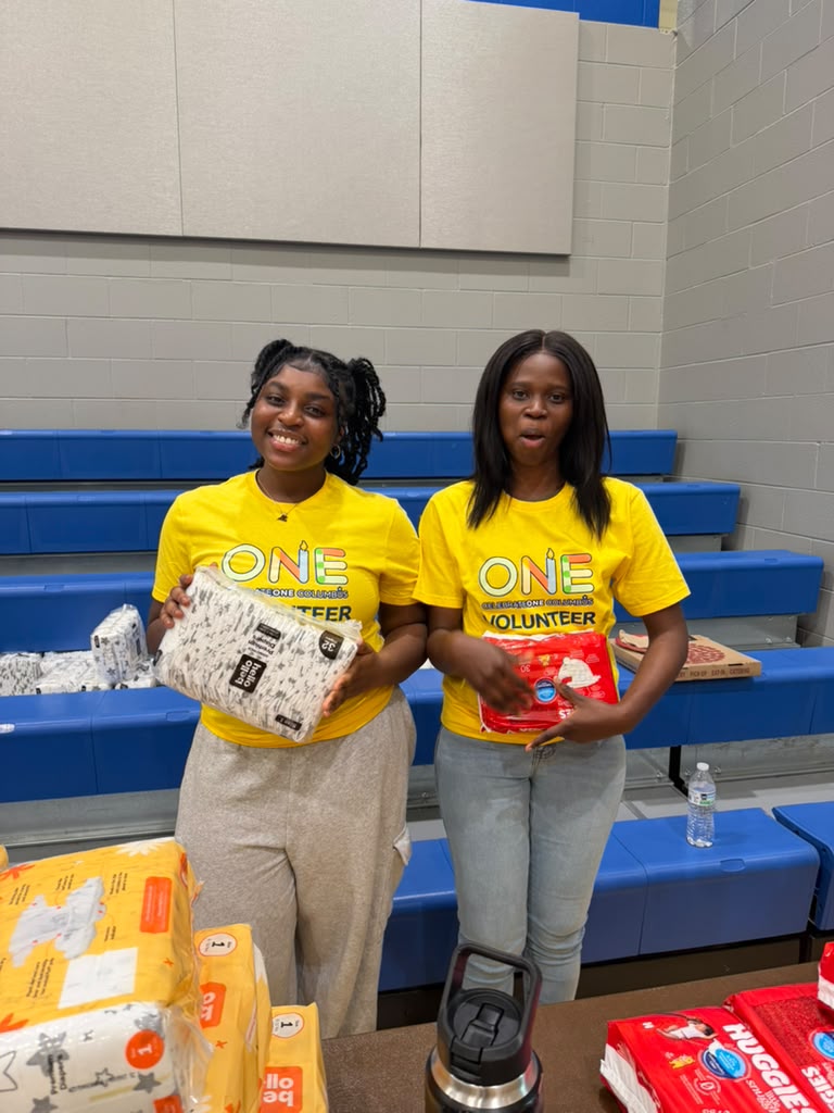 Volunteers at a community baby shower
