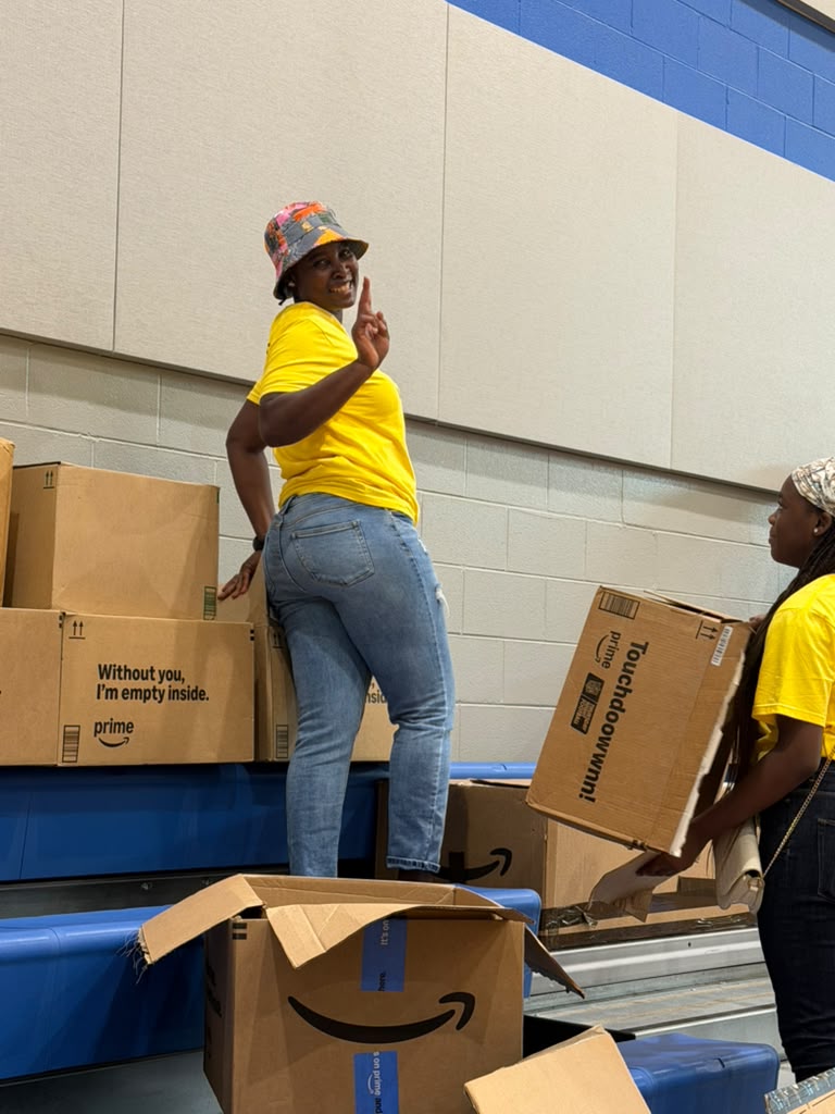 Volunteers at a community baby shower