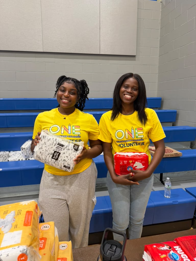 Volunteers at a community baby shower