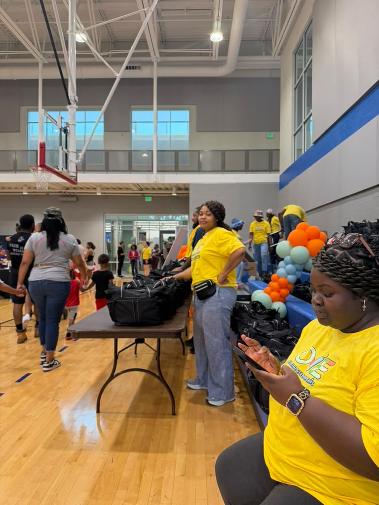 Volunteers at a community baby shower