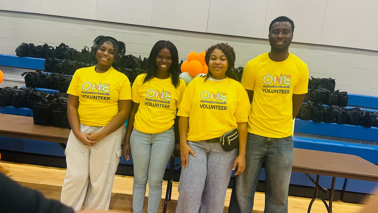 Volunteers at a community baby shower